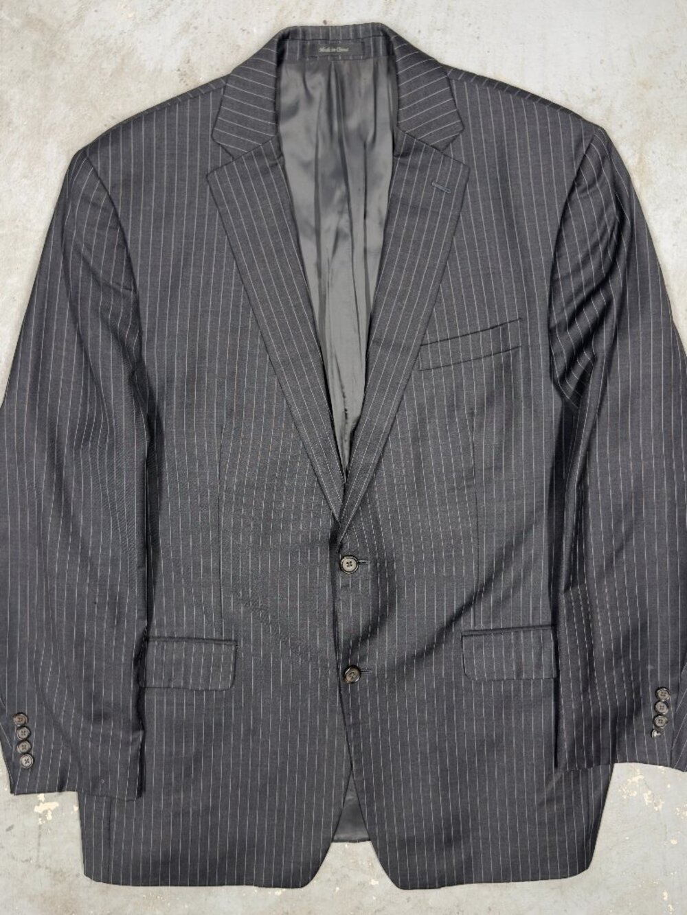 Lauren Ralph Lauren Blazer 100% Wool Made in Canada Striped Grey 44L